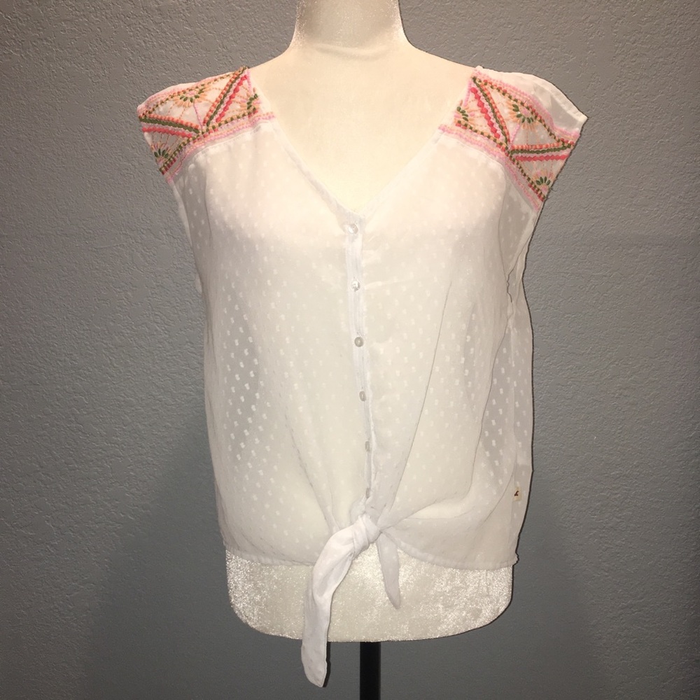 Hollister Embroidered Sheer Boho Peasant Coverup